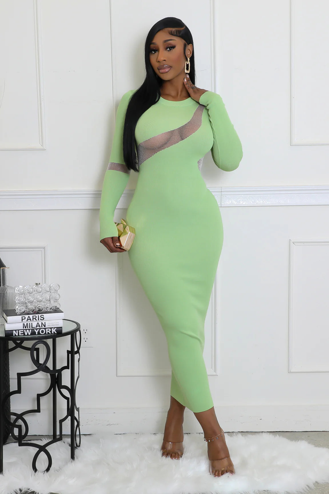 Mesh Bodycon Maxi Dress