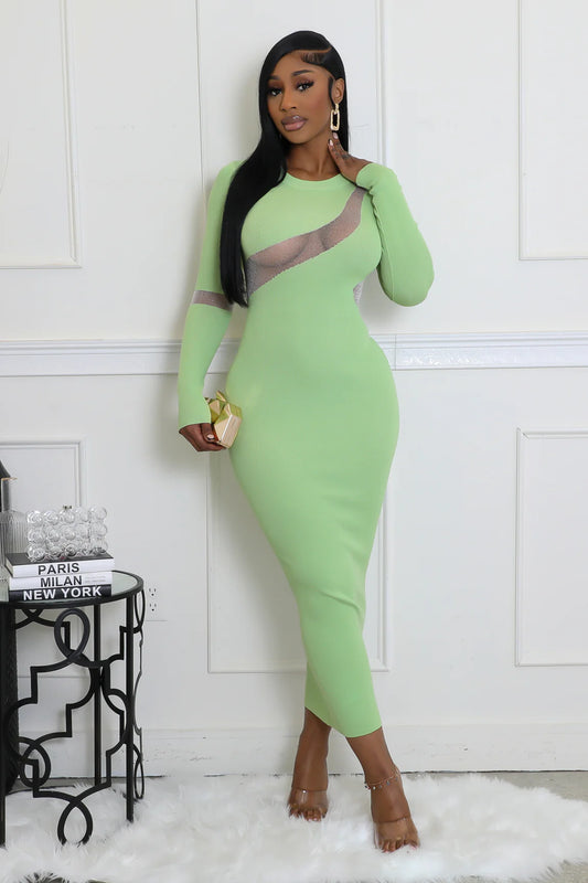 Mesh Bodycon Maxi Dress