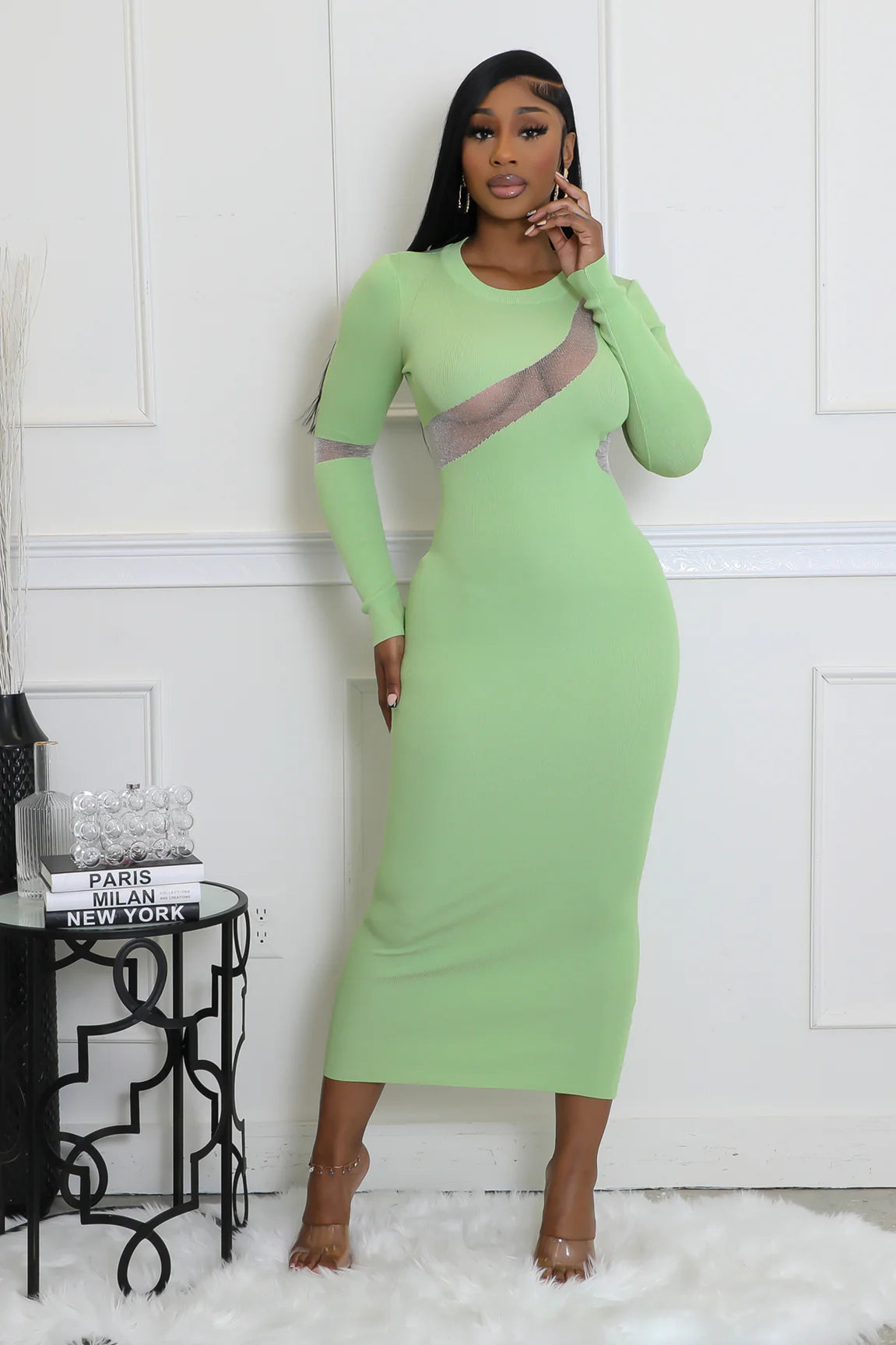 Mesh Bodycon Maxi Dress